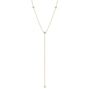 14k 4 Floating Diamonds Lariat Necklace