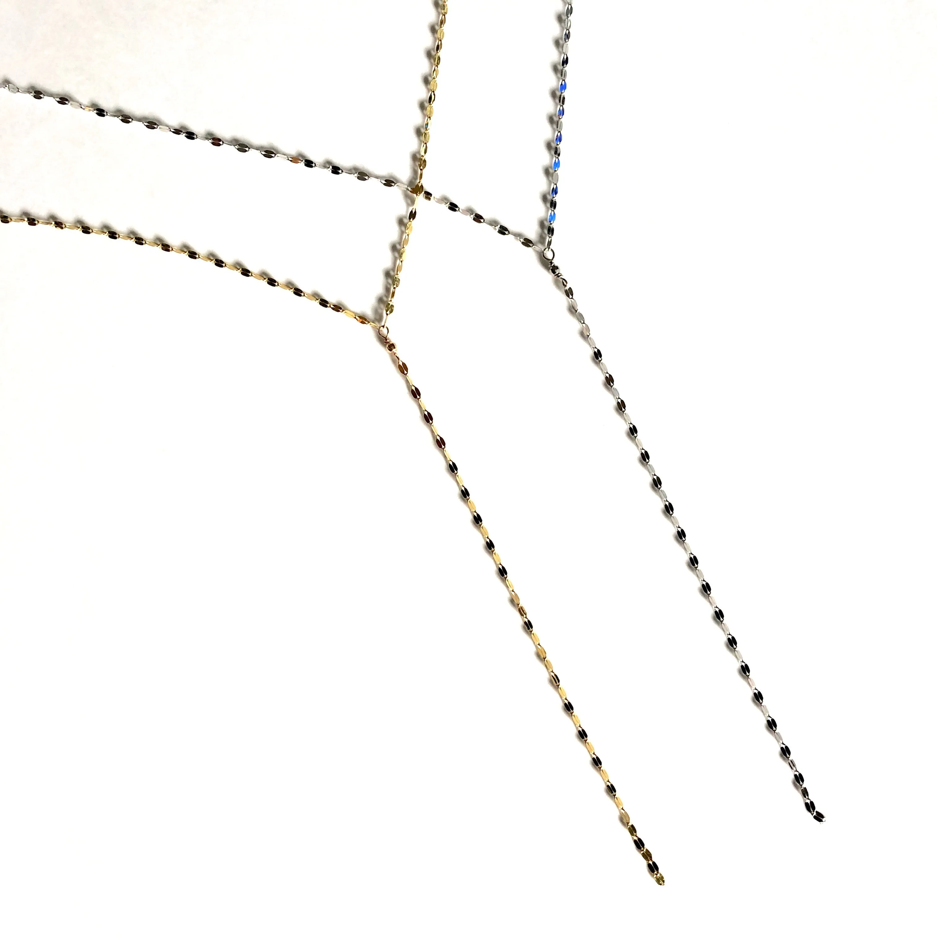 14k Gold Lariat Necklace - Sparkle Y Chain - Women's Gold Lariat Necklace