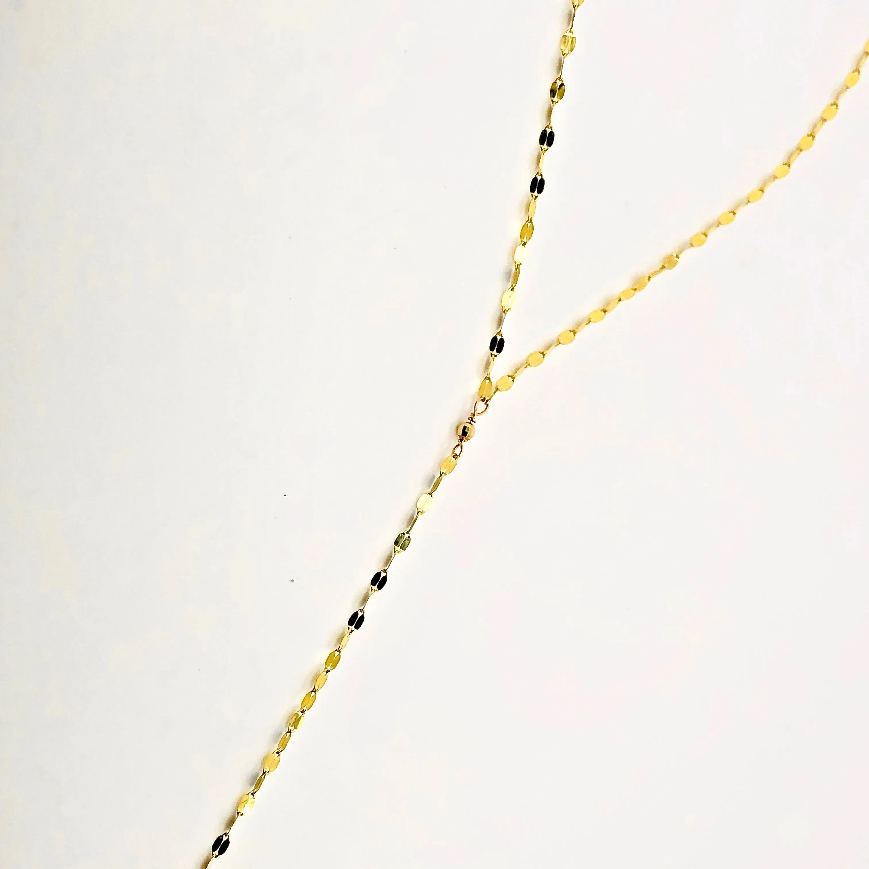 14k Gold Lariat Necklace - Sparkle Y Chain - Women's Gold Lariat Necklace