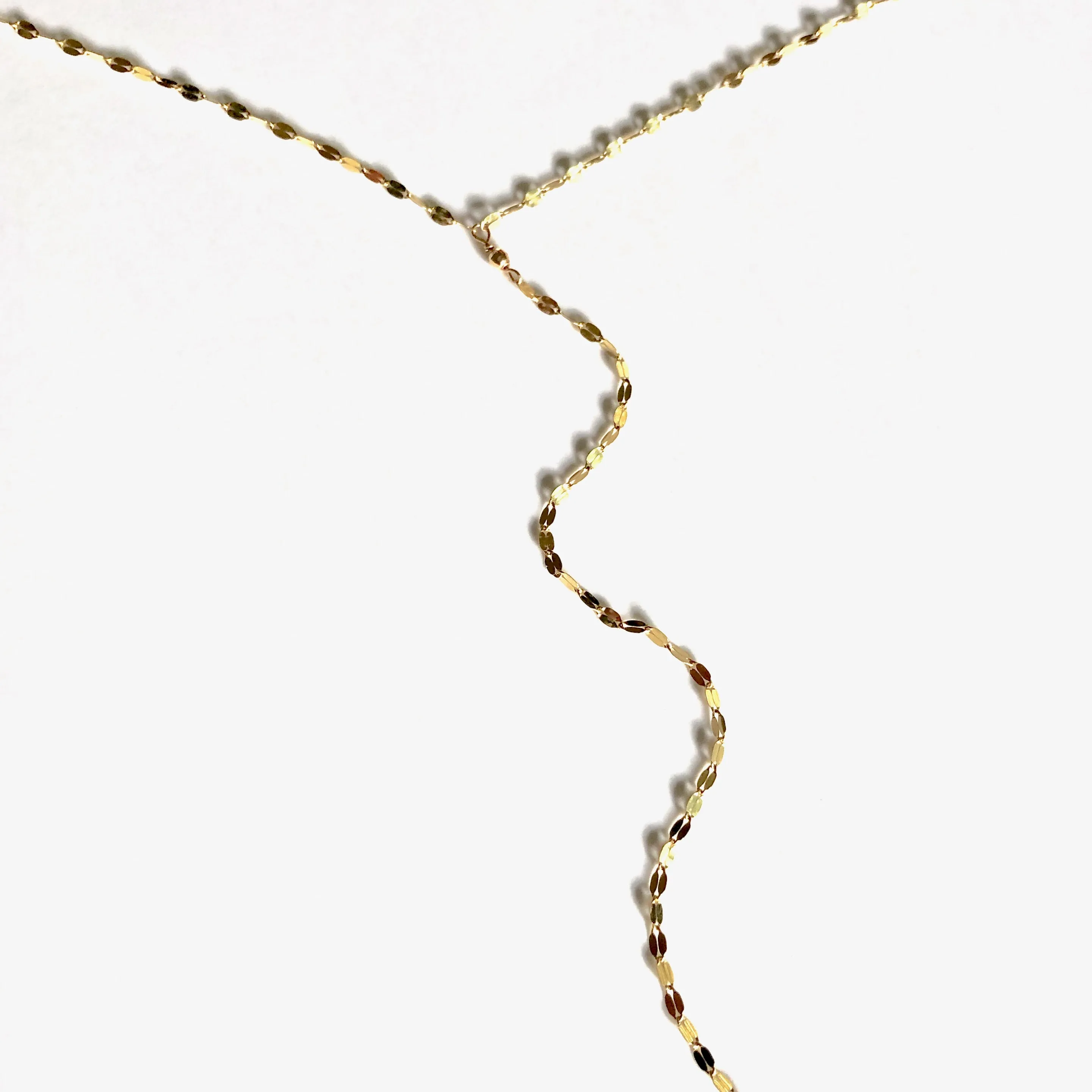 14k Gold Lariat Necklace - Sparkle Y Chain - Women's Gold Lariat Necklace