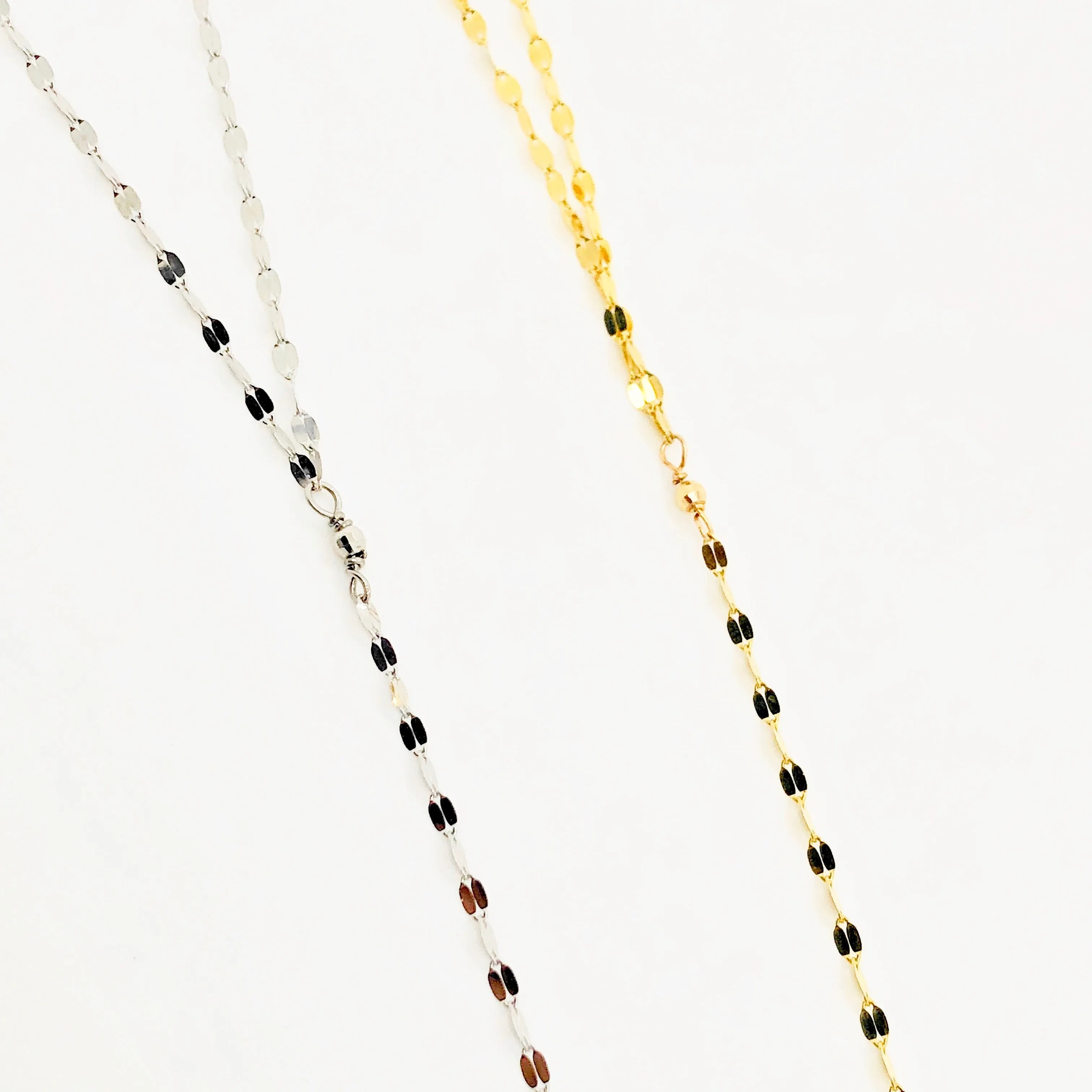 14k Gold Lariat Necklace - Sparkle Y Chain - Women's Gold Lariat Necklace