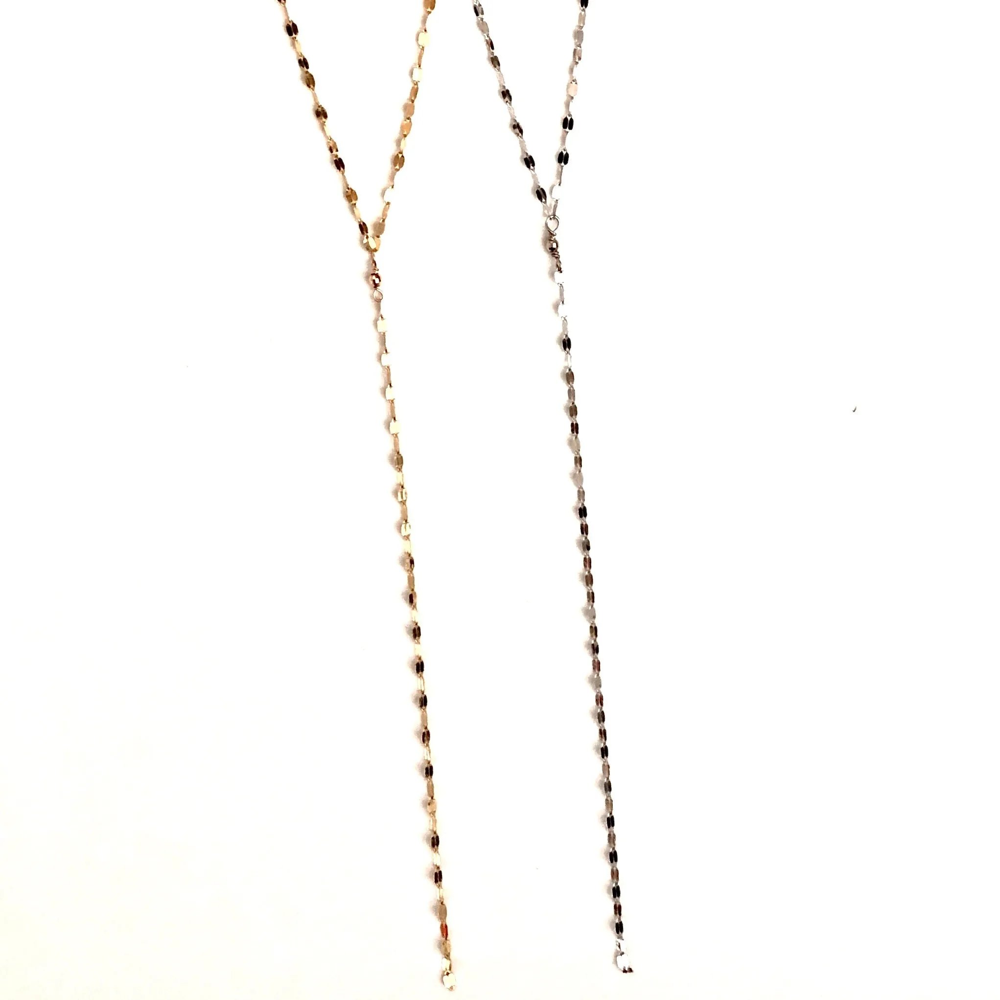 14k Gold Lariat Necklace - Sparkle Y Chain - Women's Gold Lariat Necklace