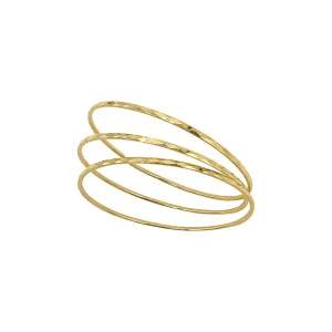 14k Gold Plated Hammered 3mm Bangle Set