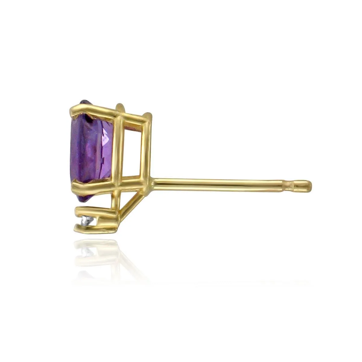 14KT GOLD 0.90 CTW AMETHYST & DIAMOND EARRINGS