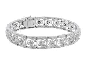 18k White Gold Filigree Pave Diamond Bracelet