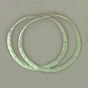 40mm Sterling Silver Hammered Hoop Earrings