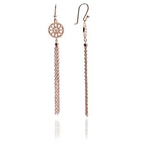 70% DISCOUNT  18ct Rose Gold  Vermeil Jaguar Head Circular Filigree Tassel Earrings