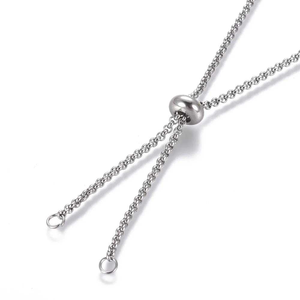 Adjustable Rolo Chain Necklace - Plated Stainless - 29"