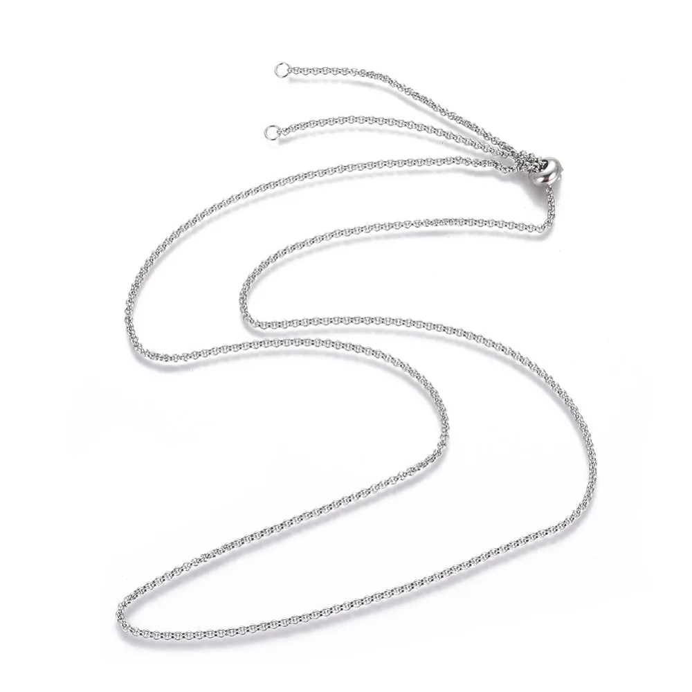 Adjustable Rolo Chain Necklace - Plated Stainless - 29"