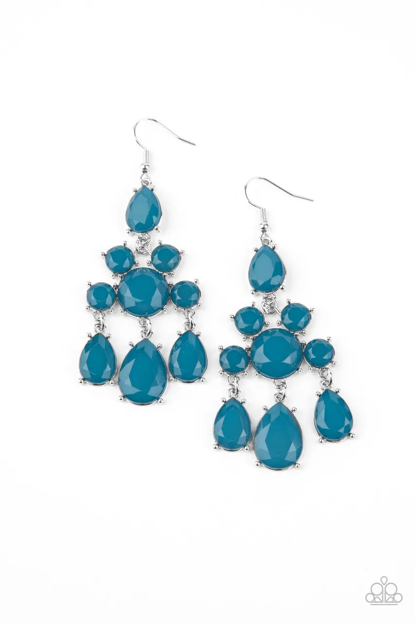 Afterglow Glamour - Blue - Glassy Bead Paparazzi Fishhook Earrings