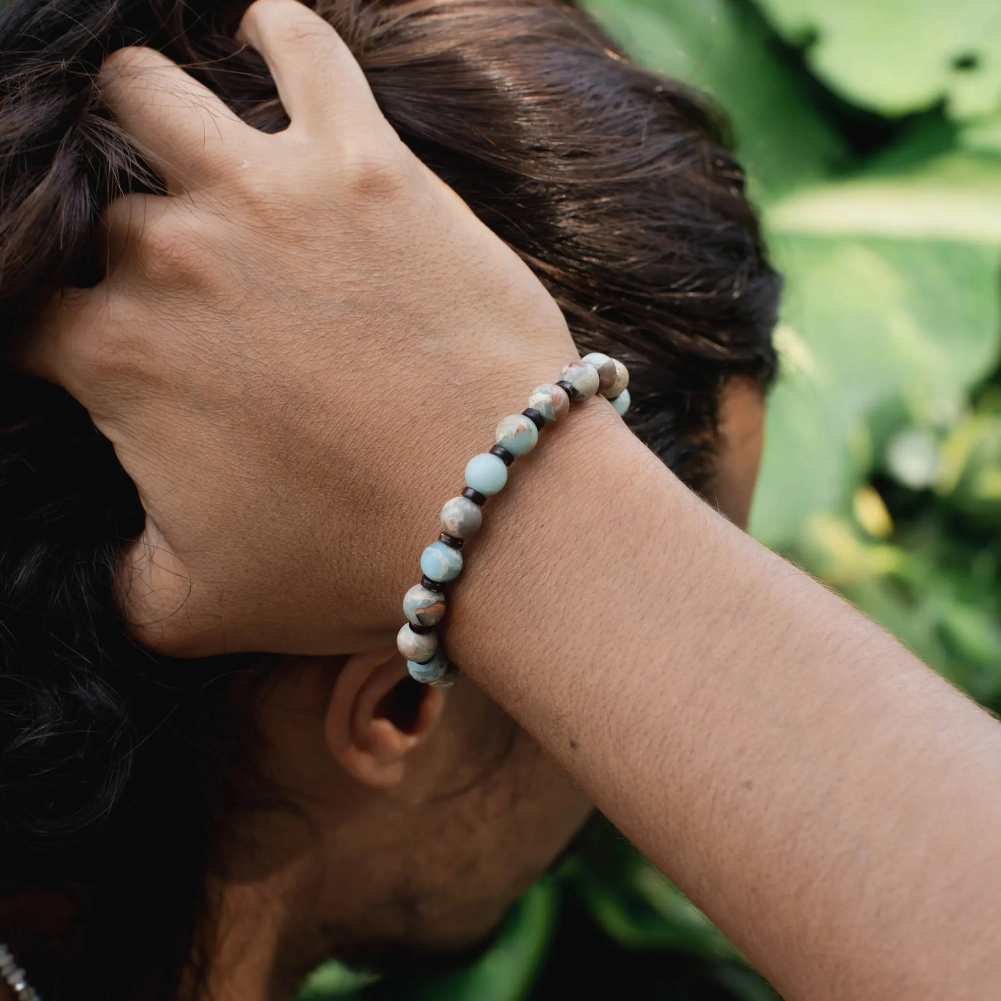 Agalmatolite Stone Beaded Bracelet