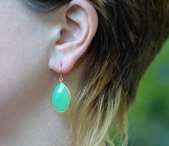 Aqua Chalcedony Earrings : March Birthstone