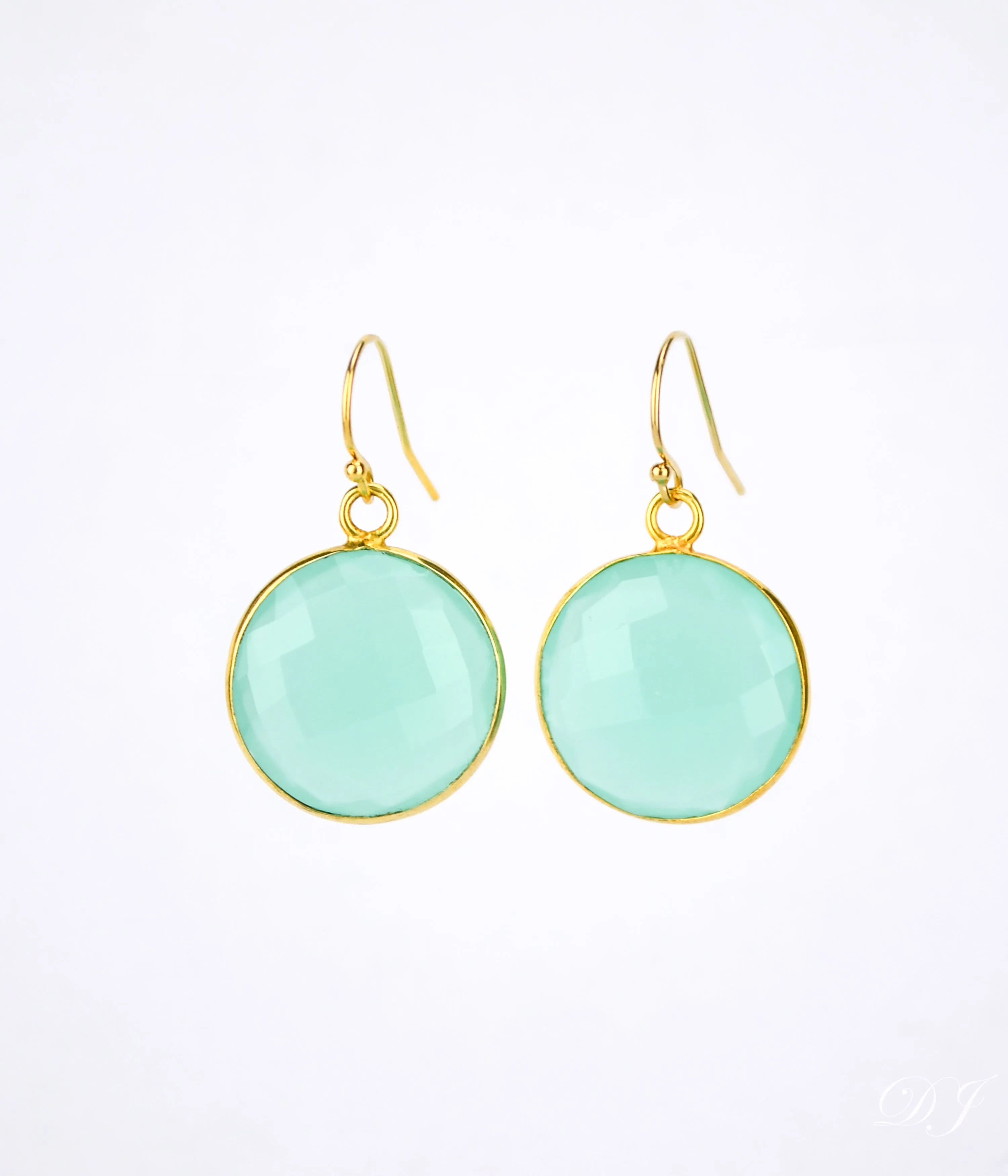 Aqua Chalcedony Earrings : March Birthstone