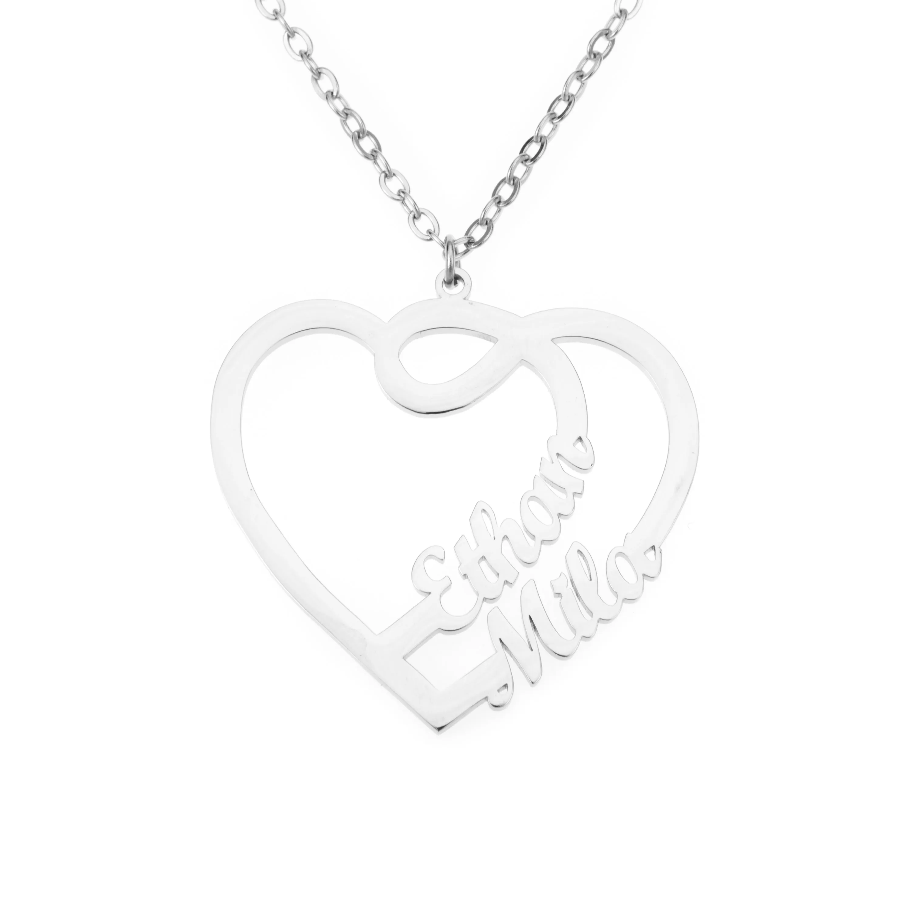 Arabesque Two Names Heart Pendant