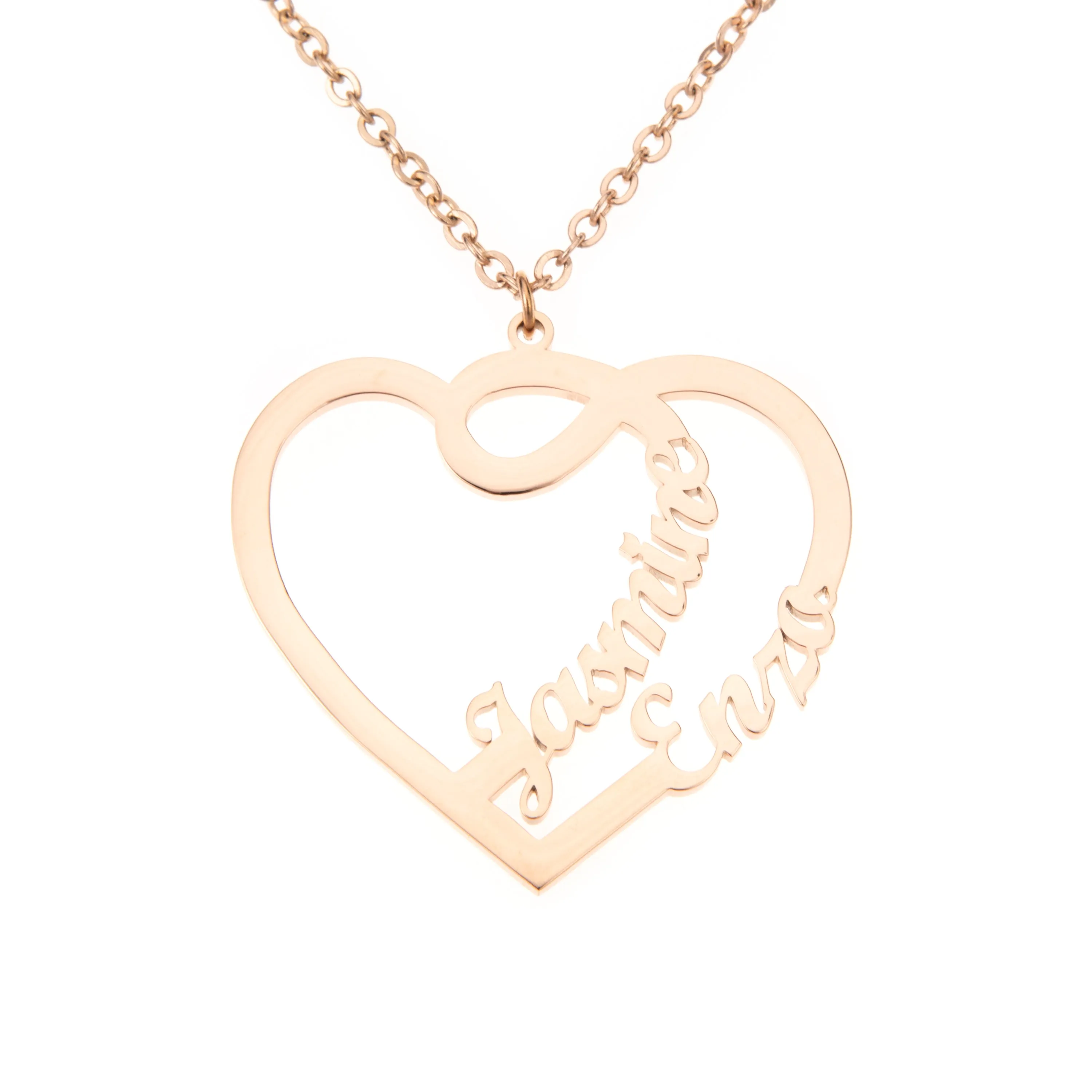 Arabesque Two Names Heart Pendant