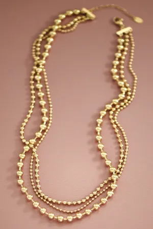 Ball Chain Multi Strand Necklace-Gold