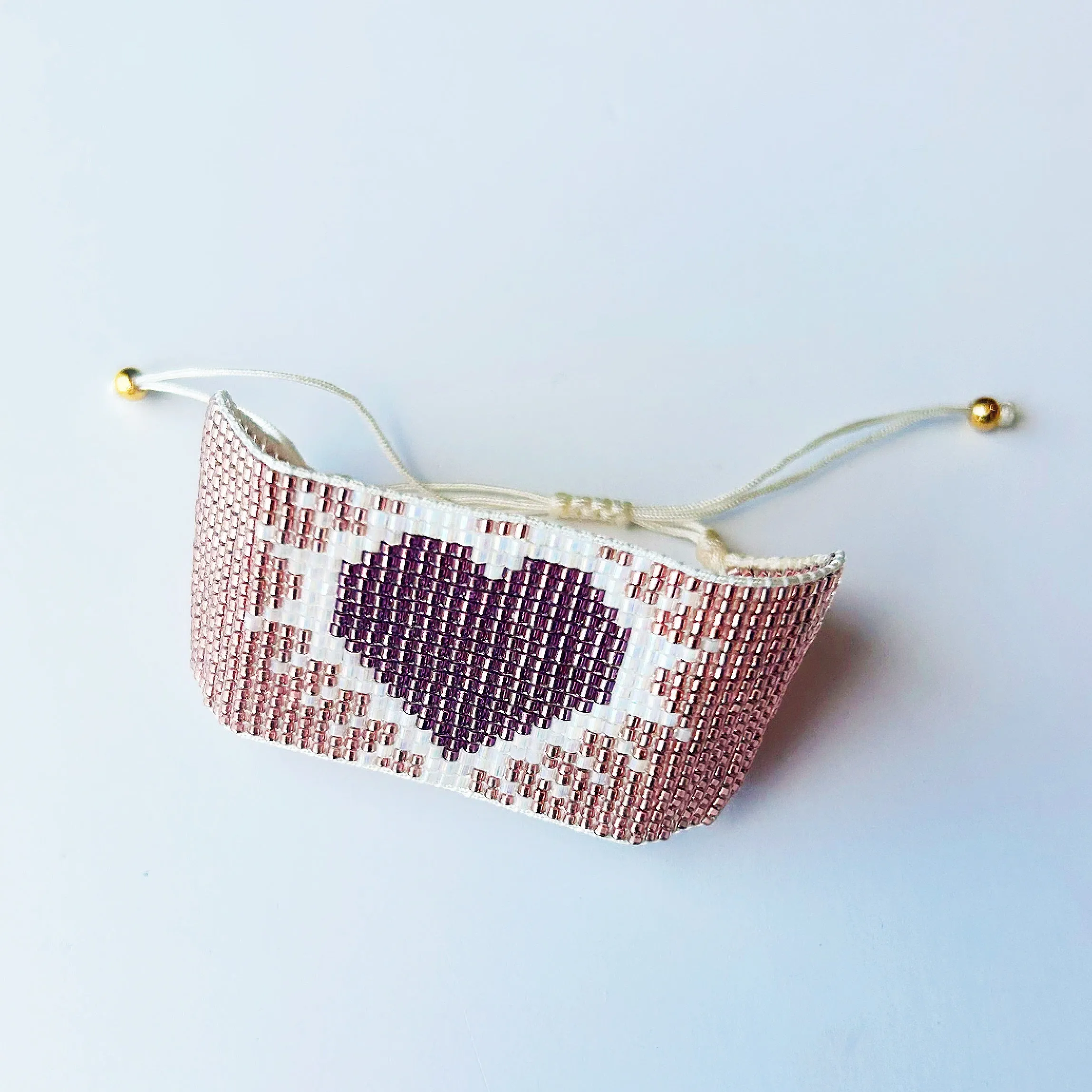 Beaded Heart Drawstring Bracelet