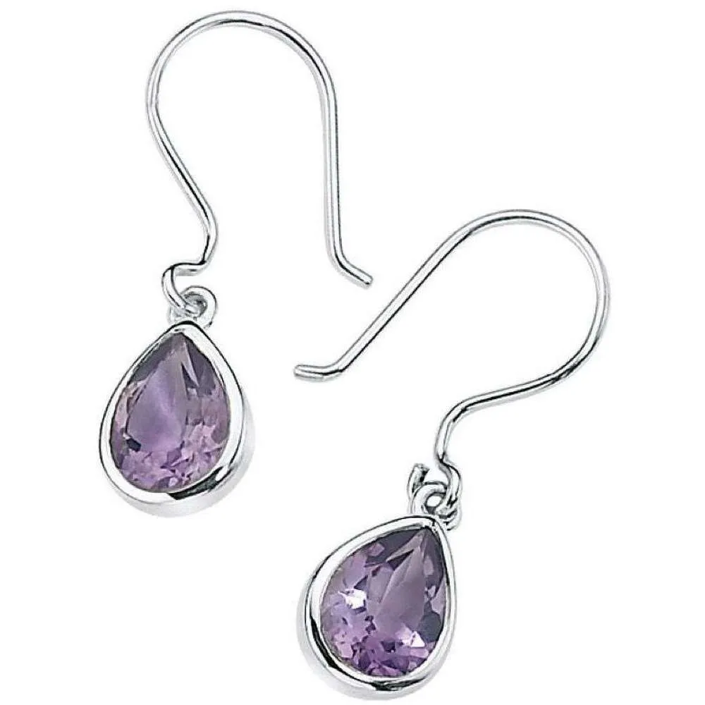 Beginnings Amethyst Teardrop Earrings - Purple/Silver