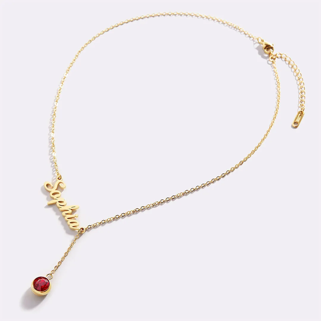 Birthstone Lariat Name Necklace