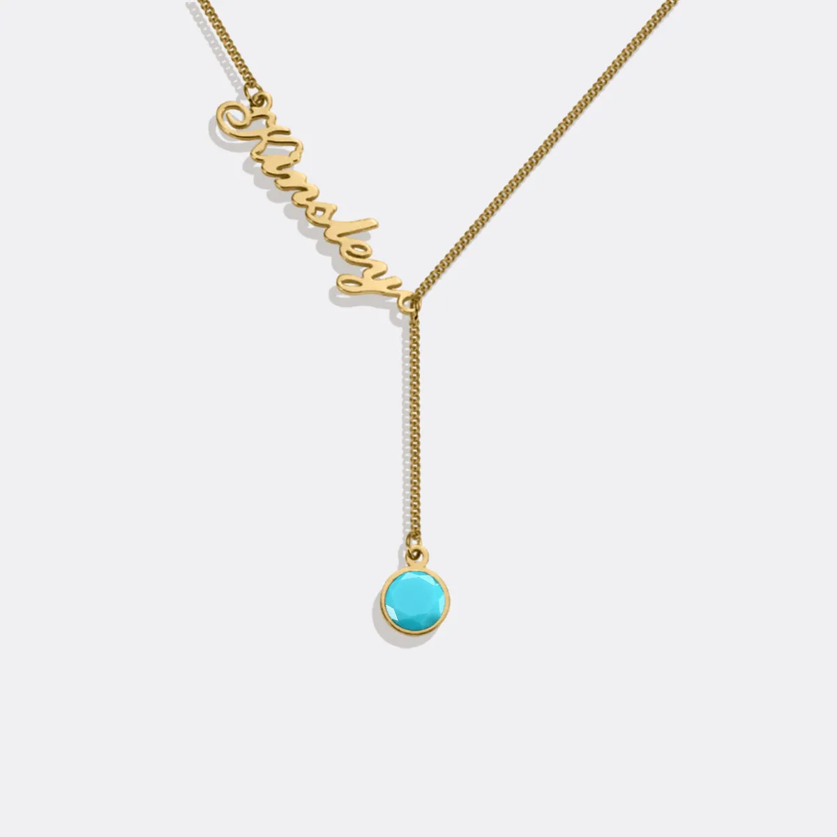 Birthstone Lariat Name Necklace