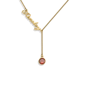 Birthstone Lariat Name Necklace