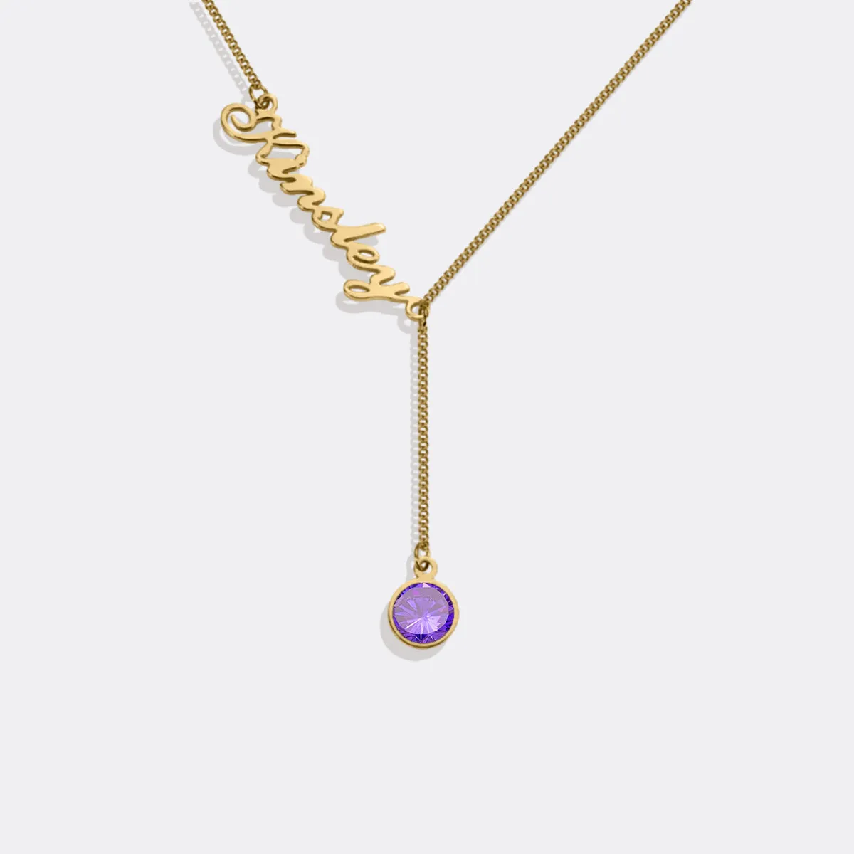 Birthstone Lariat Name Necklace