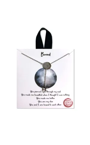 BJNA017RH Rhodium "Bound" (Disk & Star)Pendant Necklace