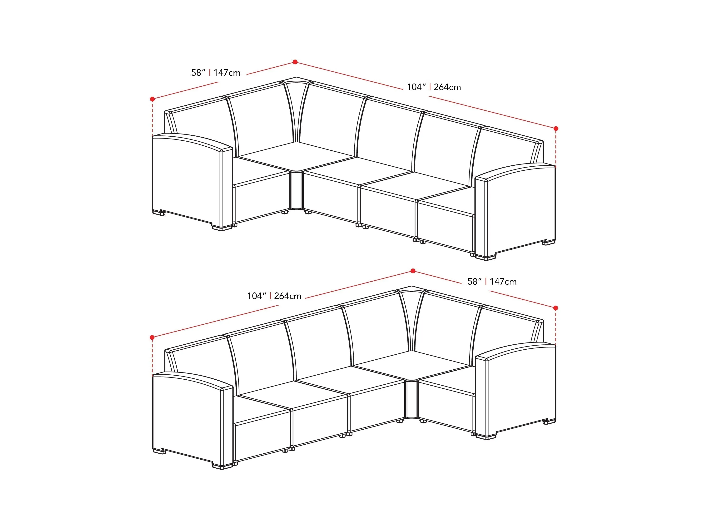 Black and Blue Outdoor Wicker Sectional Set, 6pc