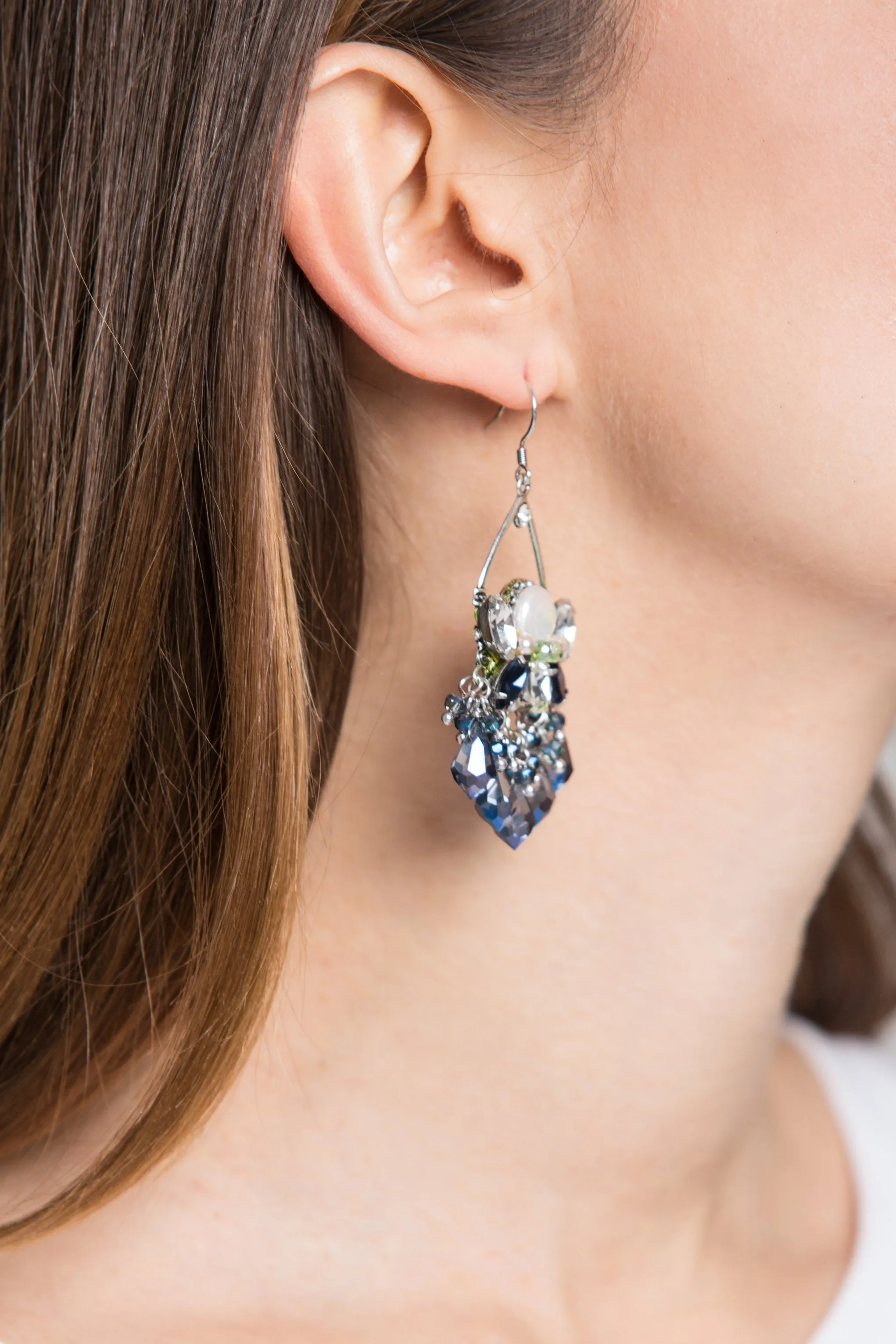 Blue Crystal Chandelier Earrings