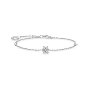 Bracelet Snowflake with white stones silver