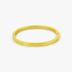 Buckingham Rope Hinge Cuff Bangle in Yellow Gold Plated Silver