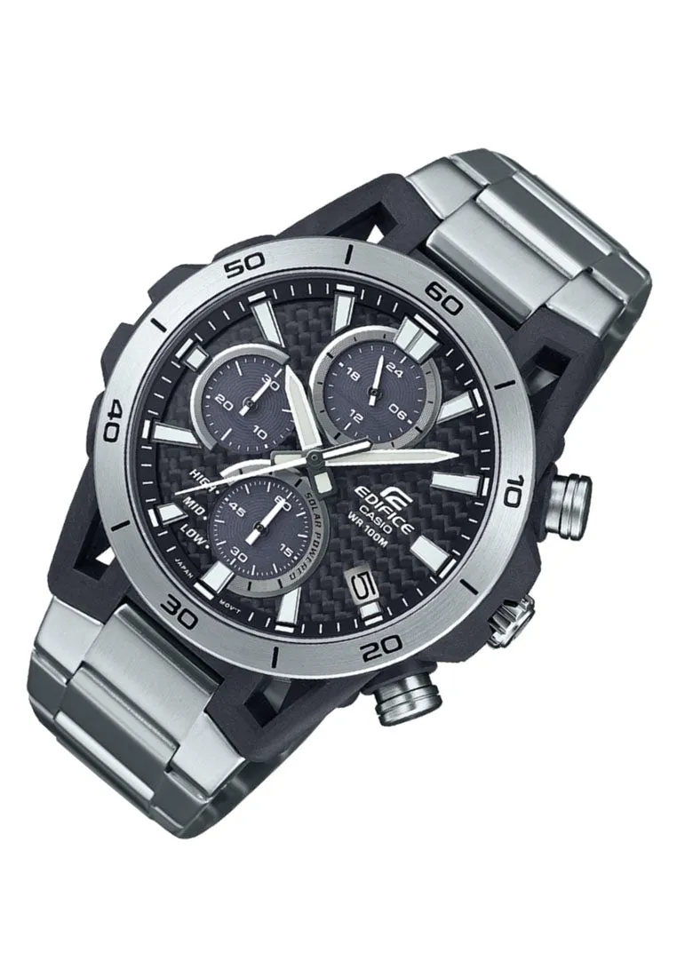 Casio Edifice EQS-960D-1A Chronograph Stainless Steel Strap Solar Watch for Men