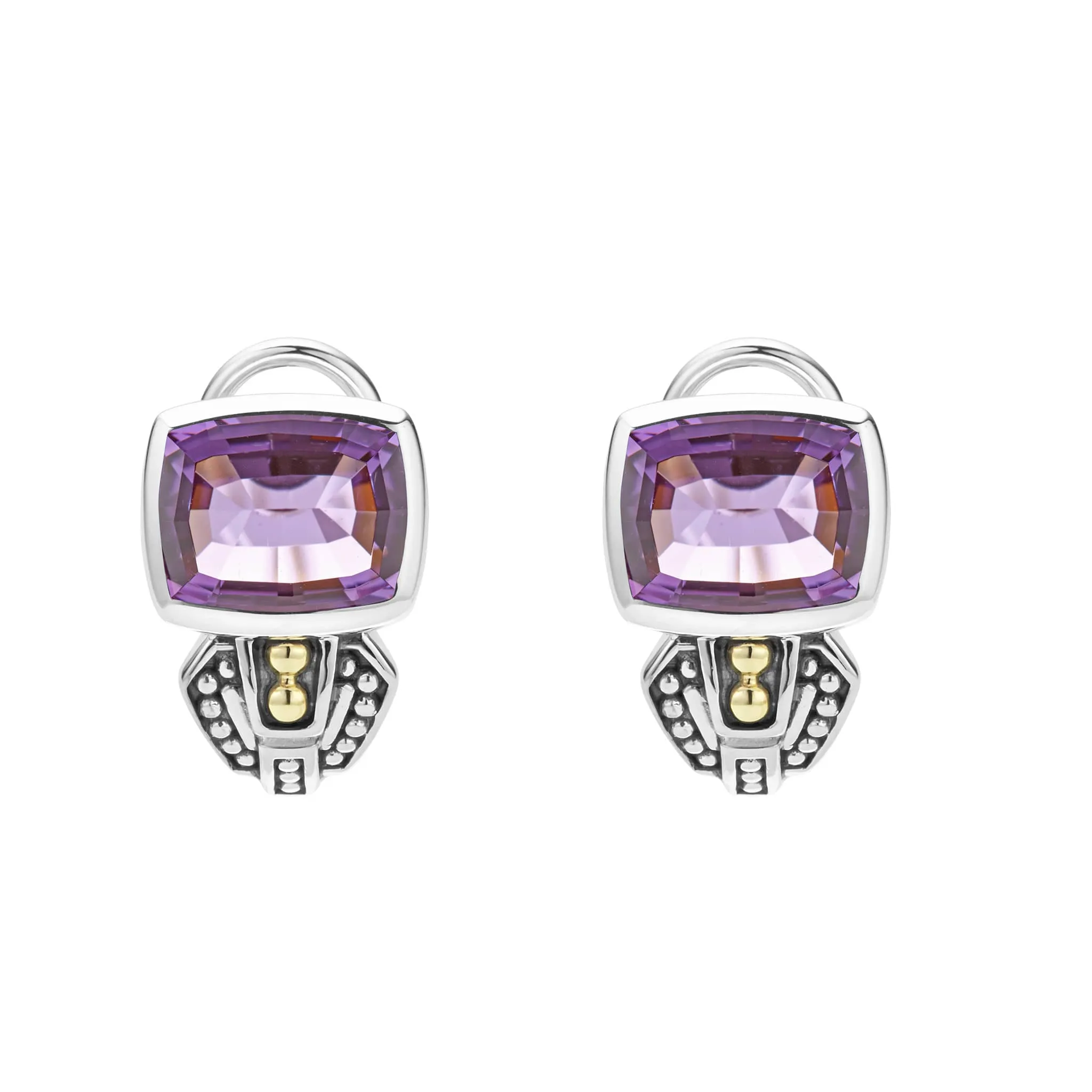 Caviar Color Bezel-Set Amethyst Earrings