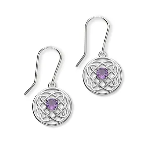 Celtic Silver Earrings CE393 Amethyst