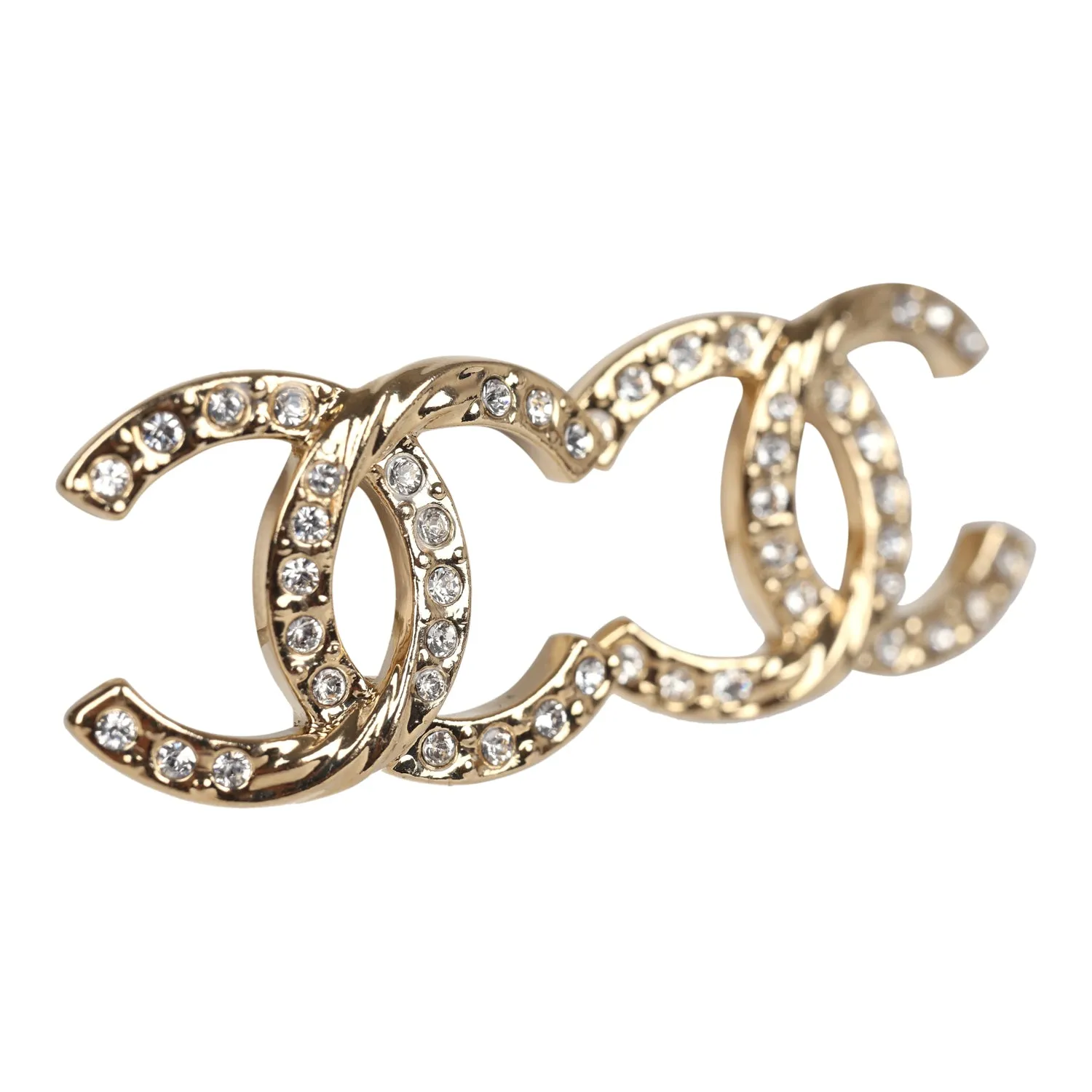 Chanel CC Crystal Stud Earrings Silver Hardware