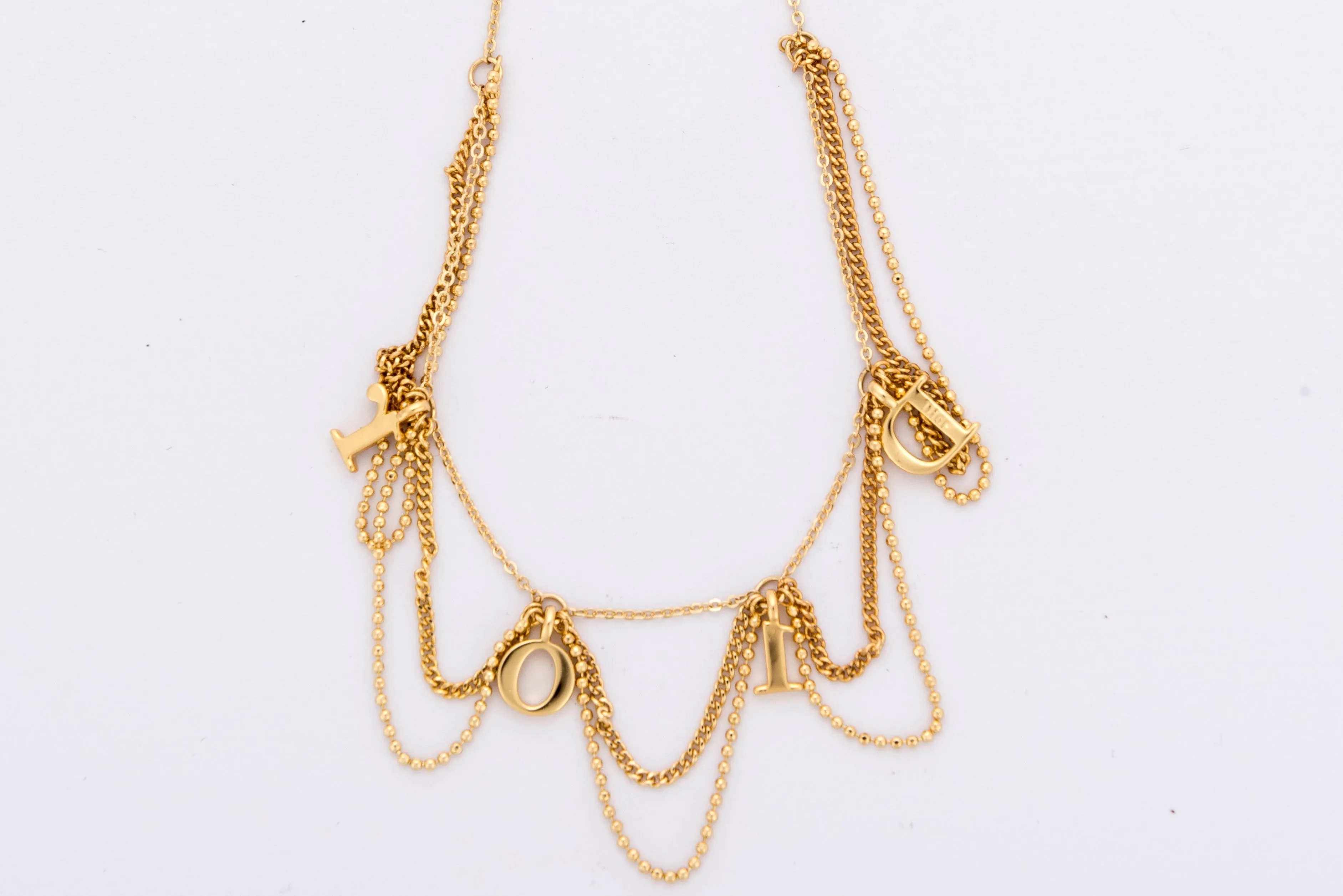 Christian Dior Gold Necklace D.I.O.R Dangling Pendant