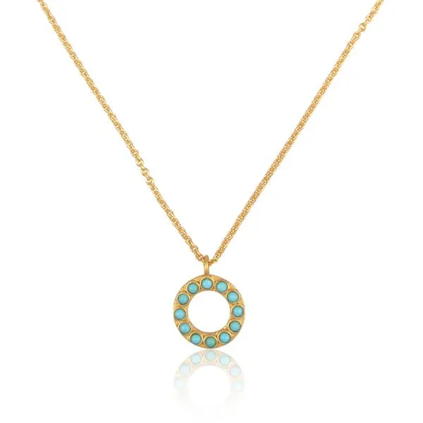 CHRISTINA GREENE TURQUOISE CIRCLE PENDANT NECKLACE