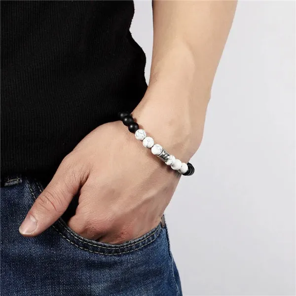 Classy Men Aries White Beaded Zodiac Bracelet