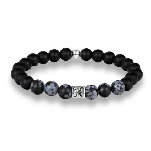 Classy Men Black Beaded Zodiac Bracelet