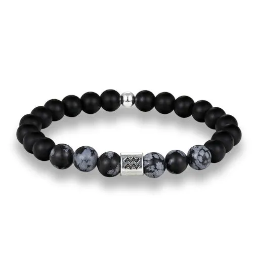 Classy Men Black Beaded Zodiac Bracelet