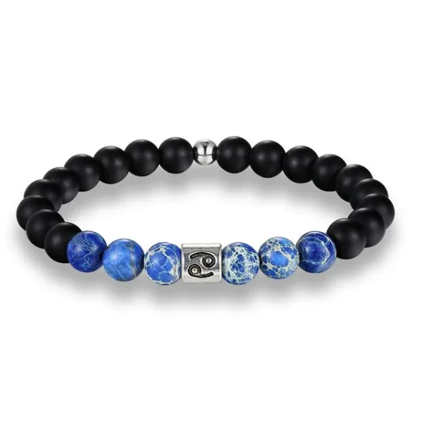 Classy Men Cancer Blue Beaded Zodiac Bracelet