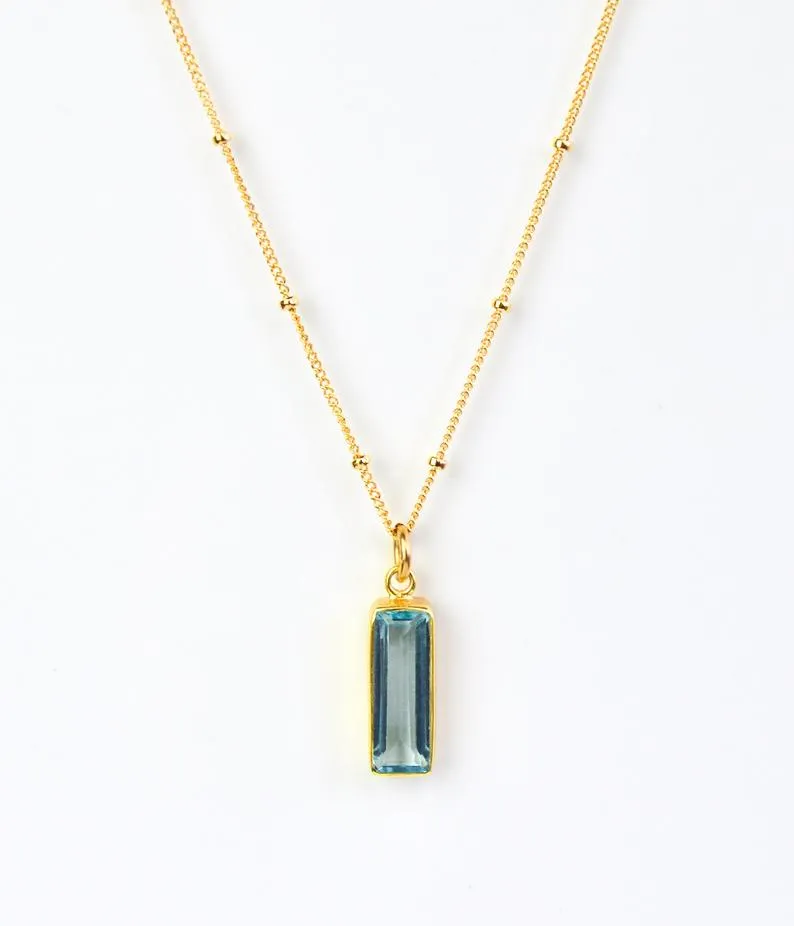 Copper Turquoise Vertical Bar Necklace : December Birthstone : Adira Series