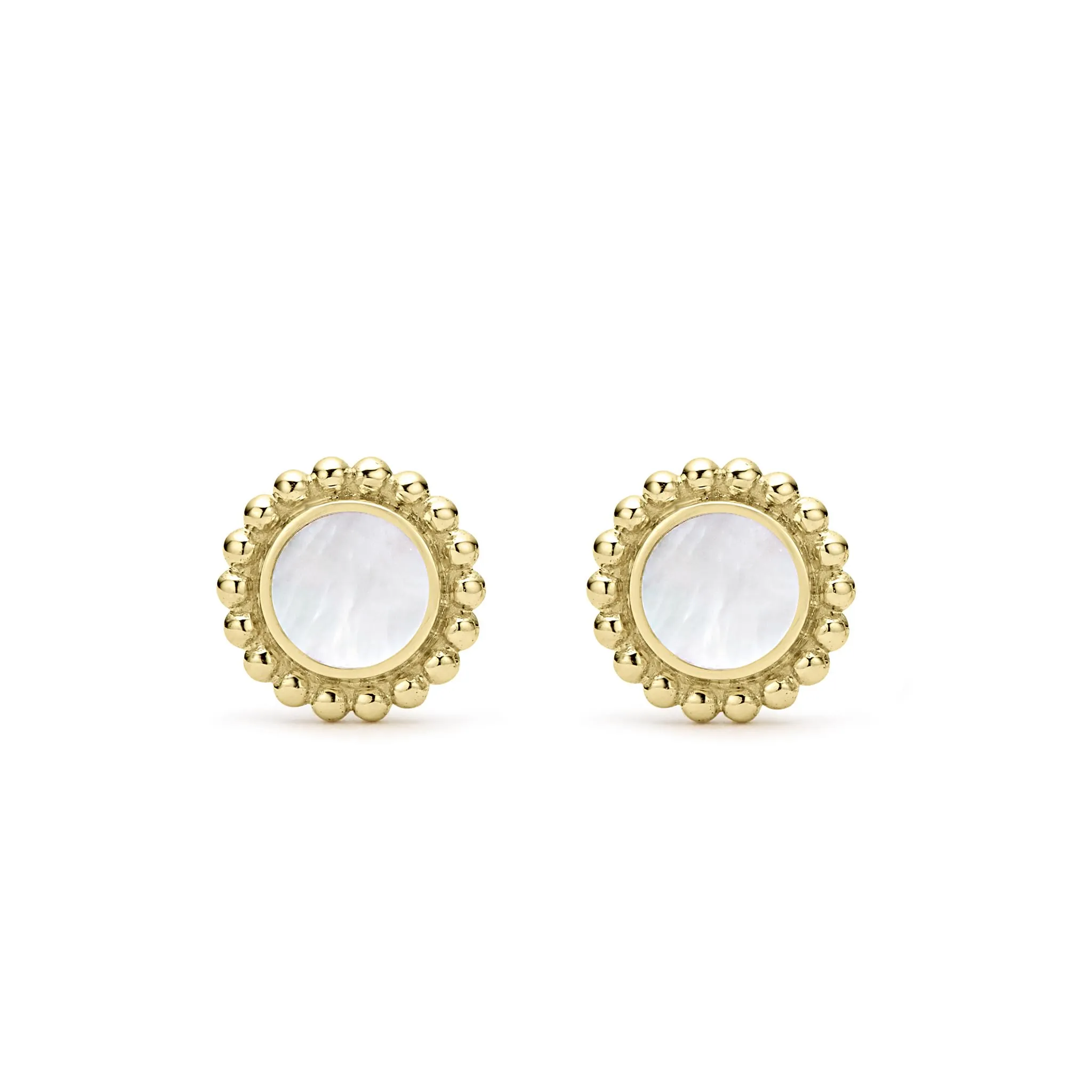 Covet Round Mother of Pearl Stud Earrings