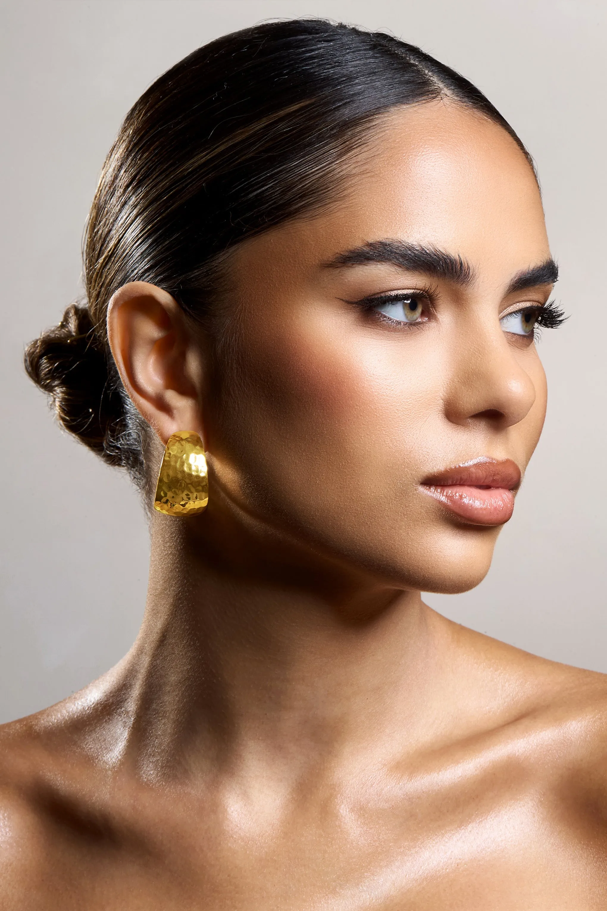 Crush | Gold Hammered Hoop Earrings