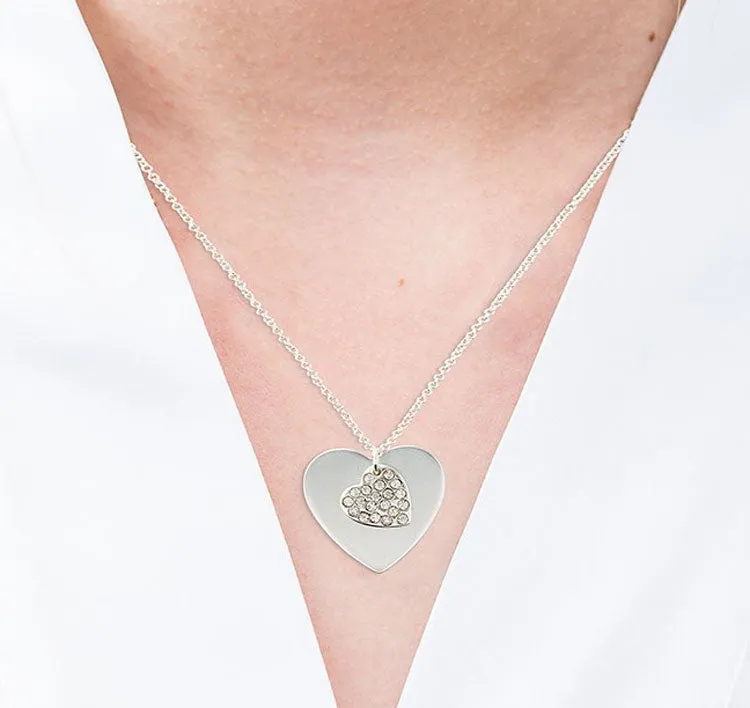 Crystal Heart Bridesmaid Necklace - Silver