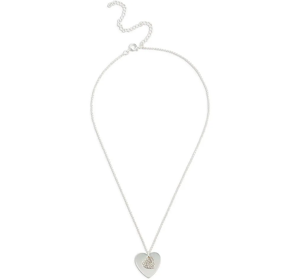 Crystal Heart Bridesmaid Necklace - Silver