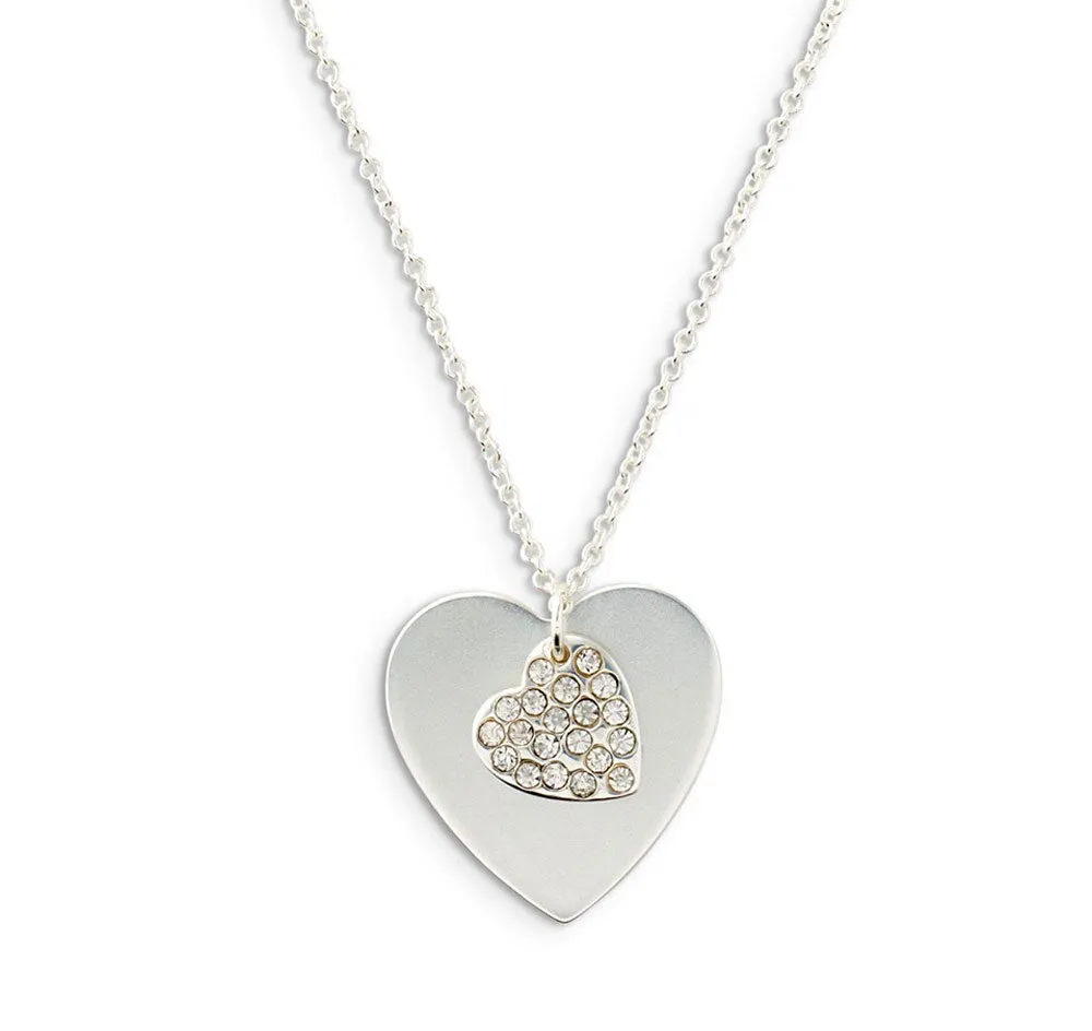 Crystal Heart Bridesmaid Necklace - Silver