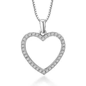 Crystal Heart Necklace White Gold with Cubic Zirconia Stones