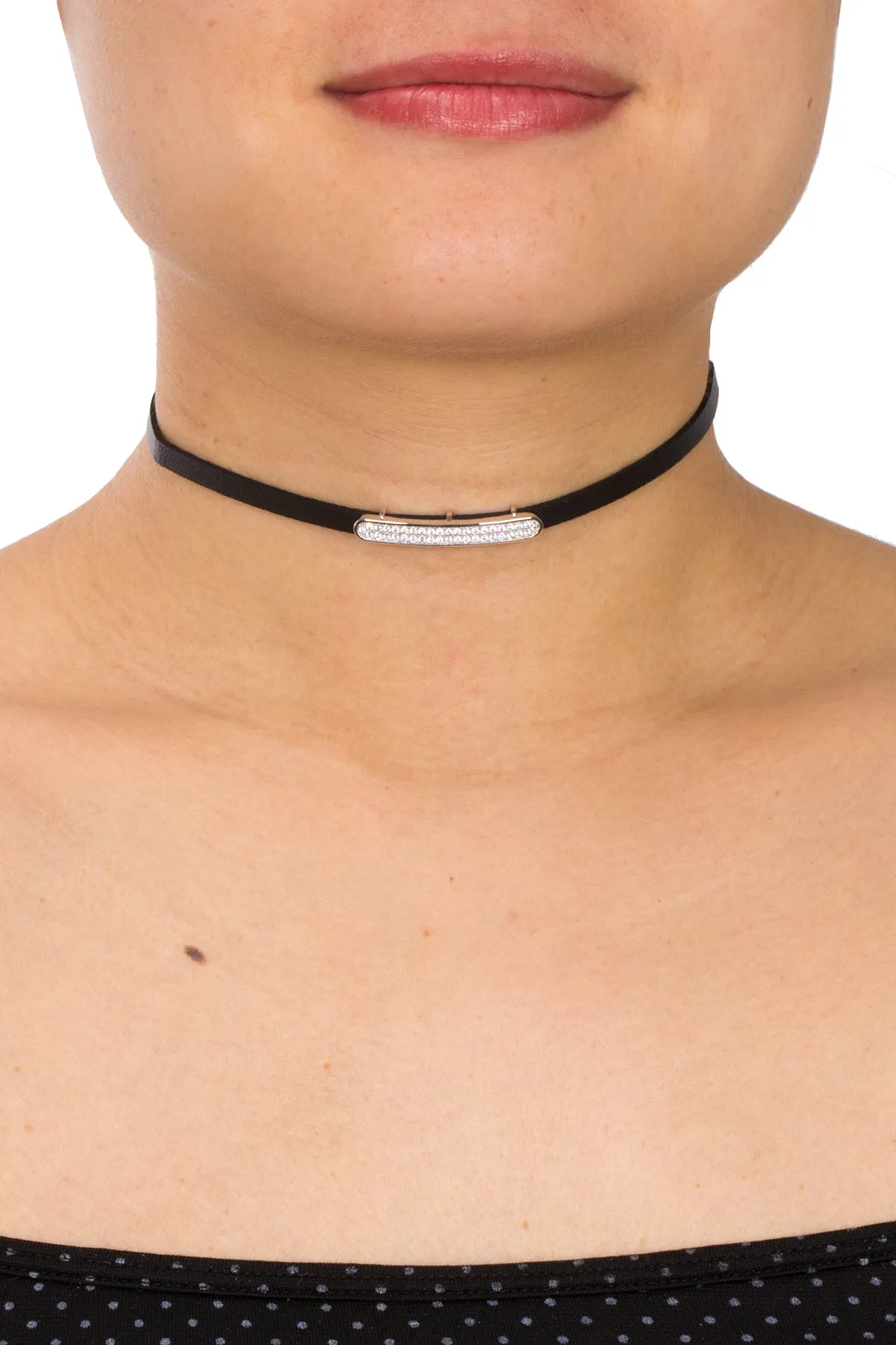 Crystal Leather Choker