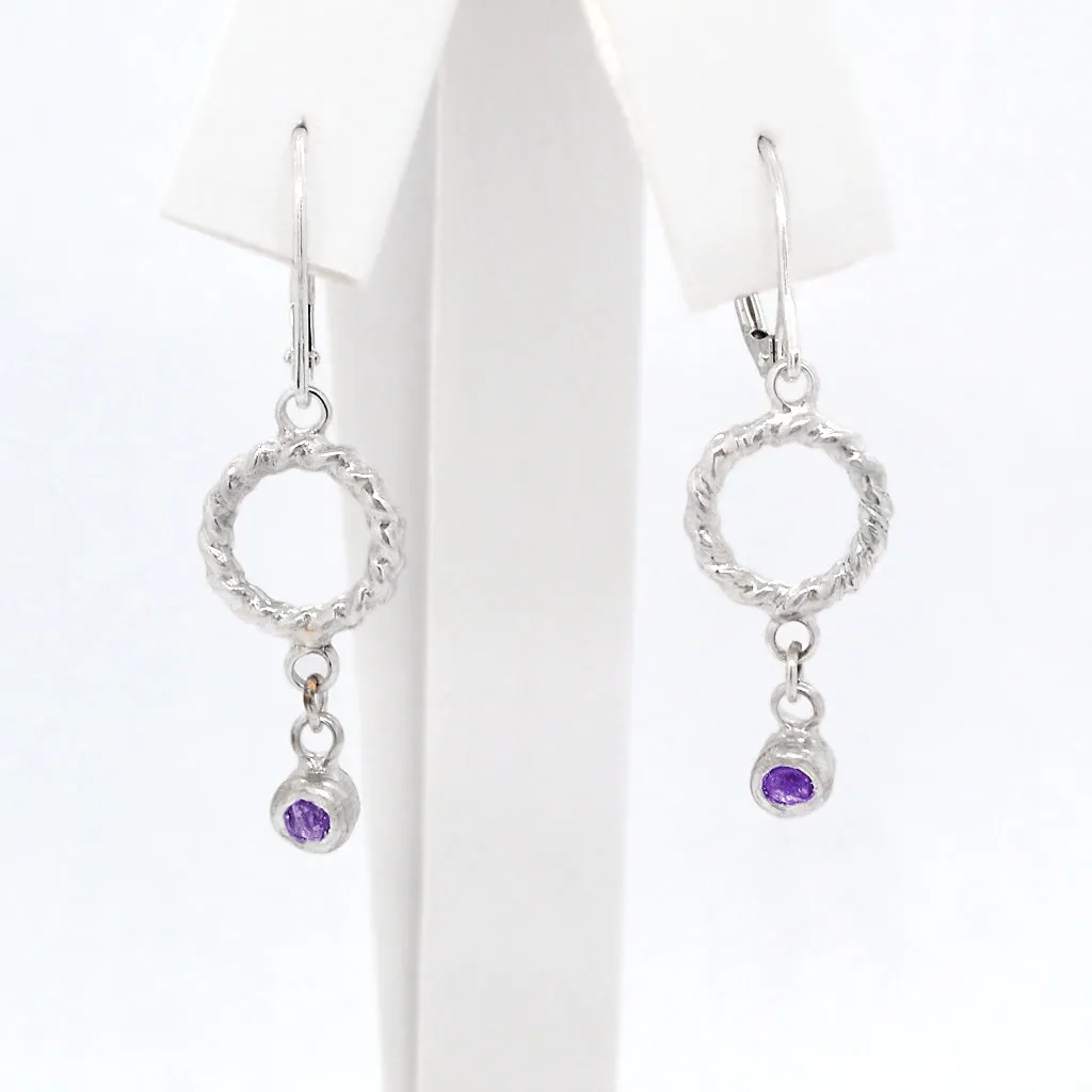 Dangle Amethyst Twisted earrings